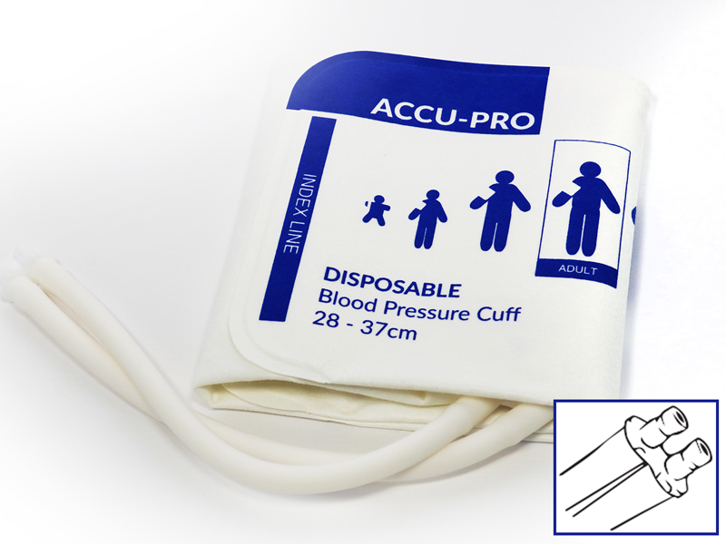 Brassards PNI - Usage Unique - Double Tube - Connecteur Compatible Dinaclick - Adulte - ACCU-PRO - Boîte de 20