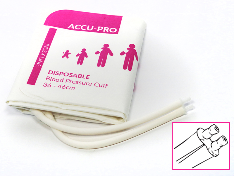 Brassards PNI - Usage Unique - Double Tube - Connecteur Compatible Dinaclick - Adulte Obèse XL - ACCU-PRO - Boîte de 20