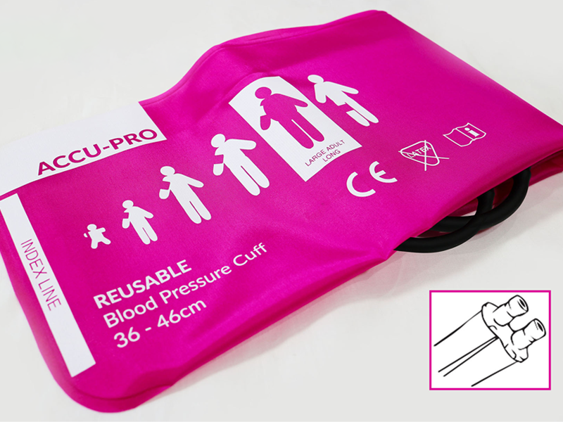 Brassards PNI Réutilisables - Double Tube - Connecteur Compatible Dinaclick - Adulte Obèse XL - ACCU-PRO - Boîte de 5