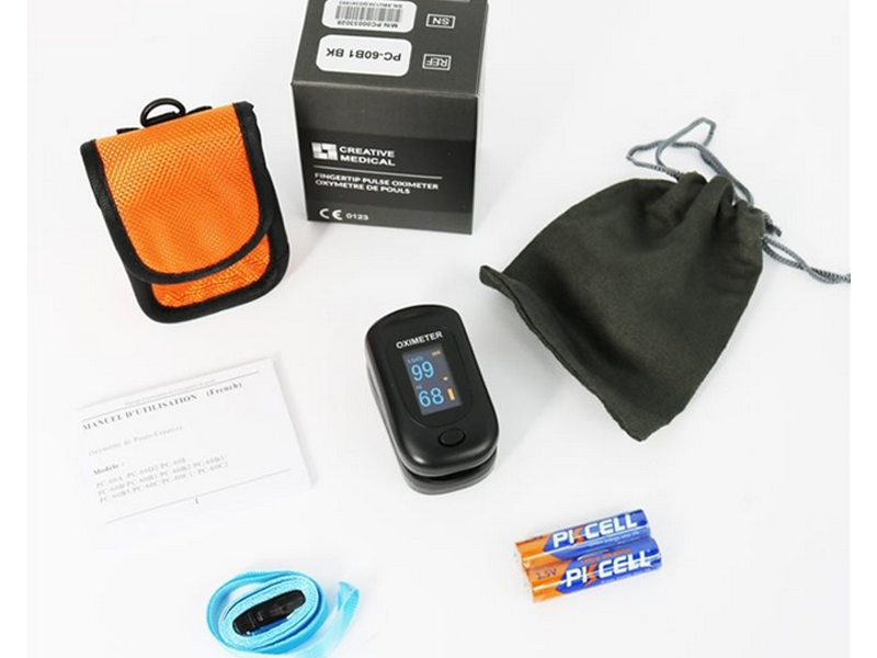 EN PROMO ! Oxymètre de Pouls / Saturomètre Digital Creative Noir avec Etui de Transport Orange Offert - Vendu à l'unité - PC-60B1BK
