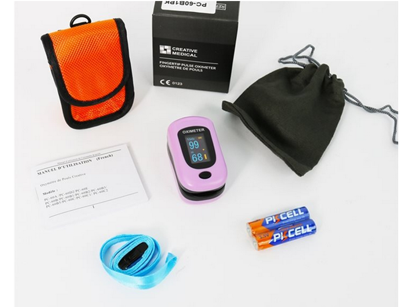 Oxymètre de Pouls / Saturomètre Digital Creative Rose avec Etui de Transport Orange Offert - Vendu à l'unité - PC-60B1PK